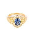 wholesale S925 Silver Plated 18k Gold Vintage Jewelry Cultivated Sapphire Cornflower Blue 6*8mm Oval Closed Ring-0-4