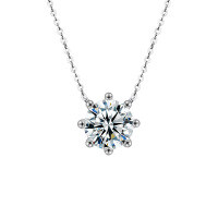 S925 Sterling Silver Moissanite Eight-Claw Necklace, Women's Korean Minimalist Pendant Collarbone Chain-Octopus Necklace (White Gold)  1-Carat Moissanite