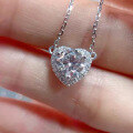 wholesale S925 Silver New 2-Carat Heart Pendant Necklace with High-Carbon Diamond,Ins-0-2