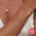 wholesale 925 Sterling Silver Minimalist Pearl Bead Bracelet, Korean Style Hot-Selling Niche Design Versatile Elegant Accessory-0-2