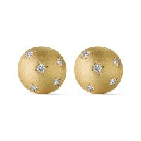 wholesale Metal: 925 Sterling Silver Cross-border European and American women's earrings, minimalist style, circular brushed full of stars, exquisite ladies' silver ear accessories-Gold DY1D0458-SG-WH 925 silver