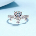 wholesale S925 Sterling Silver Fashion Commuting Minimalist Yet Stylish Moissanite Ring Heart Jewelry-0-6