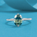 wholesale S925 Silver ZHUO ZHI FAN Jewelry Live Stream Collection Ins Style Daily Wear Versatile 6*8mm Tourmaline Green Oval-Cut Ring-0-0