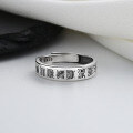 wholesale S925 Sterling Silver Retro Daoist Nine-Syllable Mantra Peace Cross Lucky Ring Ethnic Totem Index Finger Ring-0-1