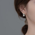 wholesale S925 silver Korean-style minimalist synthetic pearl back-hook earrings, light pearl ear accessories M01449-0-1