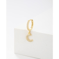 wholesale 925 Sterling Silver Amazon Cross-border Single Alphabet Earrings for Women, Fashion Hoop Ear Cuff, Versatile Ear Accessories-C single>925 silver