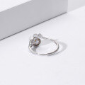 wholesale S925 Sterling Silver Korean and Japanese Style Minimalist Design Leaf-Shaped Crystal Zircon and Freshwater Pearl Ring for Women-0-2
