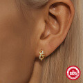 wholesale S925 Sterling Silver Zircon-Studded Bow Hoop Earrings, Minimalist Ins Style-0-1