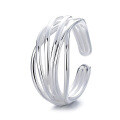 wholesale S925 Sterling Silver Fashionable Cross-border European and American Ins Line Wrapped Open Geometric Irregular Index Finger Ring-0-4