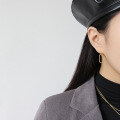 wholesale S925 Sterling Silver YH379 Korean Style INS Geometric Minimalist Chain Earrings for Women, Student Personality Silver Ear Accessories-0-3