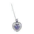 wholesale S925 Silver New Heart Iced Cut Lavender Purple 8*8mm Pendant Necklace Live Streaming Hot Seller for Dropshipping-0-4