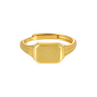 wholesale S925 Sterling Silver 892 Geometric Brushed Square Ring for Women, Unisex Style, Minimalist and Unique, Matte Finish, Adjustable Opening-18K Gold [Swimming] [No. 16/Adjustable] > Opening adjustable