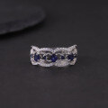 wholesale S925 Sterling Silver Vintage Court Style Natural Topaz Ring with Group-Set Crystal Sapphire Opal, Colorfast-0-2