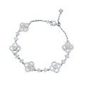 wholesale S925 Silver Jewelry Live New Mother-of-Pearl Four-Leaf Clover Bracelet Versatile Adjustable High-End-0-4