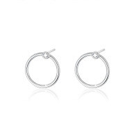 wholesale S925 Sterling Silver Micro-Paved Zirconia Circle Stud Earrings, Geometric Minimalist Hoop, Delicate and Elegant, Niche High-End Ear Jewelry-Silver 925 silver
