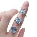 wholesale Metal material first, Zhuo Zhifan Jewelry's new 8*10 simulated emerald cut zircon ring with high carbon diamond princess square-0-4