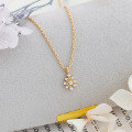 wholesale S925 silver plated with 14k gold, Japanese-style niche luxury white zircon necklace-0-2
