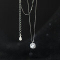 wholesale S925 silver Nalan lightweight luxury temperament niche design sense exquisite minimalist style full diamond square necklace Y02126-0-0