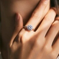 wholesale S925 Sterling Silver Full CZ Prong Setting Round Solitaire Engagement Ring for Women-Round zirconium ring Adjustable opening