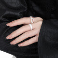 wholesale S925 sterling silver 875 irregular texture ring women minimalist style small batch original unique ins open band silver ring-0-5