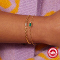 wholesale S925 Sterling Silver Rectangle Emerald and Diamond Bracelet,ins-0-1
