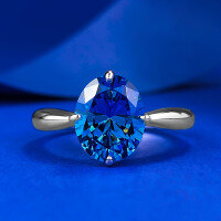 wholesale S925 silver new simulated royal blue 8*10 oval ring for women, simple band engagement ring-R1046 Royal Blue>9