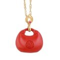 wholesale Pure silver certificate-included new Chinese-style high-content cinnabar pendant: Ruyi longevity lock fortune bag metaphysical wealth-attracting jewelry-0-4