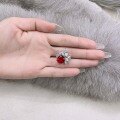 wholesale S925 silver jewelry, 6ct synthetic pigeon blood red cushion-shaped 10*11 lab-grown ruby and sapphire ring with a premium feel-0-3