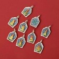wholesale S925 Sterling Silver Plain Silver Enameled Zhajilamu Yellow Jambhala Pendant, Eight Great Guardians Green Tara, and 12 Zodiac Charms-0-3