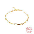 wholesale S925 Sterling Silver Paper Clip Bracelet, Trendy Ins Style, Simple and Creative Women's Jewelry-0-0