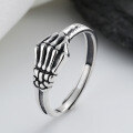 wholesale S925 Sterling Silver Skull Demon Skeleton Hand Ring Hip Hop Trend Disco Punk Style Unisex Index Finger Ring-0-2