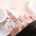 Sterling Silver Narrow T1 Diamond Open Ring, Coil Setting, High-End Ins Style-0-2