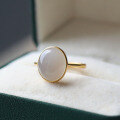 wholesale S925 silver inlaid natural Hetian jade icy lavender cabochon ring, lavender pigeon egg ring-0-0