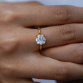 18K Gold Plated S925 Silver Round Moissanite Four-Prong Ring-0-2