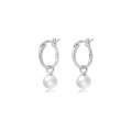 wholesale S925 Sterling Silver Round Circle Bead Earrings for Women, Retro Minimalist Style-0-5