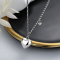 wholesale S925 Sterling Silver Minimalist Three-Dimensional Heart Necklace, Ins Korean-Japanese Style Niche Design Sense Collarbone Chain Women's Jewelry-0-3