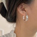 wholesale S925 Sterling Silver Korean Style Diamond-Cut Hoop Earrings for Women, Small and Minimalist, Versatile and Nature-Inspired-0-1