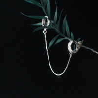 wholesale S925 silver ear clip, women's Korean style fresh and simple wind surface double earring hole elegant single earring G7420-S925 Silver Earrings Single>925 Silver