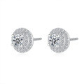 S925 Sterling Silver Moissanite Round Double-Layer Hip Hop Earrings-0-3