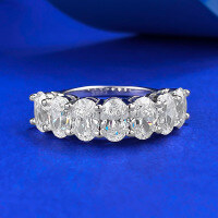 wholesale S925 Silver European & American New Style 4*6mm Oval Row of Half Diamond Ring for Women Cross-Border AliExpress Model-R1171 White Diamond No. 5