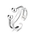 wholesale S925 Sterling Silver Smiley Face Design Open Adjustable Ring, Fresh and Sweet Gentle Style Versatile Index Finger Ring-0-4