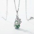 wholesale S925 Silver Fashionable, Versatile, and Unique Moss Agate Gourd Pendant Necklace with Snowflake Design-0-1