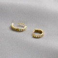 wholesale 925 Sterling Silver Row Diamond Hoop Earrings Women Korean Style Chic Simple Versatile Fresh Elegant Ear Jewelry G9408-0-3