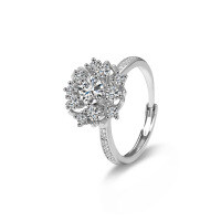 S925 Silver Adjustable Moissanite Cross-Border Hot-Sale Women's Ring-50-point moissanite  Adjustable opening (white gold)