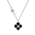 wholesale S925 Sterling Silver Korean Japanese Light Luxury Necklace for Women, Fresh and Versatile Floral Four-Leaf Clover Shell Pearl Agate Zircon Collarbone Chain-0-4