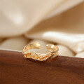 wholesale Metal silver irregular wrinkled ring for women, vintage fashion ins open adjustable finger ring-0-0
