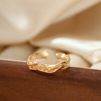 wholesale Metal silver irregular wrinkled ring for women, vintage fashion ins open adjustable finger ring-xb468 copper plated gold color opening adjustable