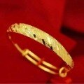 wholesale Metal material, multiple Vietnamese sand gold bracelets for women, non-fading, retro bracelets, suitable for chubby wrists, push-pull adjustable, genuine-0-18