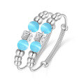 wholesale 990 Sterling Silver Cat's Eye Stone Round Bead Adjustable Bracelet for Girls, Korean and Japanese Style-0-4