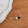 wholesale S925 Sterling Silver Black Agate Pea Necklace for Women, Small and Exquisite, Luxuriously Fashionable High-end Collarbone Chain, Korean-style Trendy-0-4